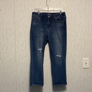 Time and Tru Size 14 Distressed Petite Straight Blue Jeans